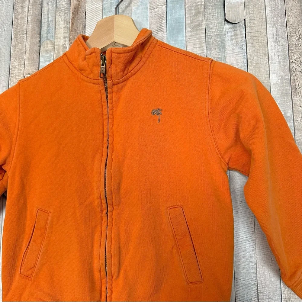 Janie and Jack 4 Boys Orange Full‎ Zip Jacket Sweatshirt Cotton Terry Knit Palm